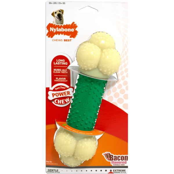 Nylabone Durable Double Action Dog Chew Toy for Powerful Chewers