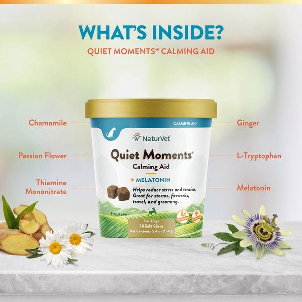 NaturVet Calming Soft Chews with Melatonin for Dogs - Quiet Moments Aid