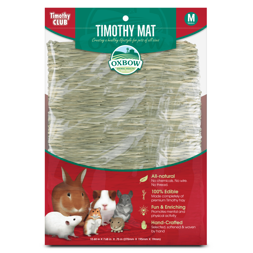 Oxbow Timothy Club Hand - Woven Edible Timothy Hay Mat for Small Herbivores