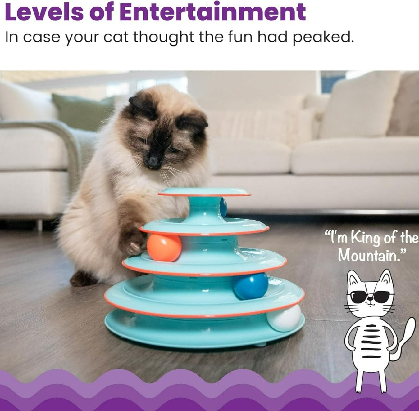 Petstages 4-Tier Interactive Chase Meowtain Ball Rolling Cat Toy