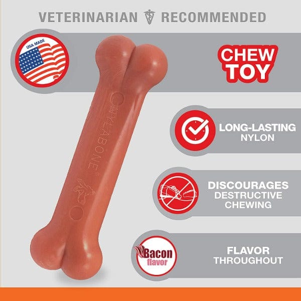 Nylabone Durable DuraChew Bacon-Flavored Dog Bone for Aggressive Chewers