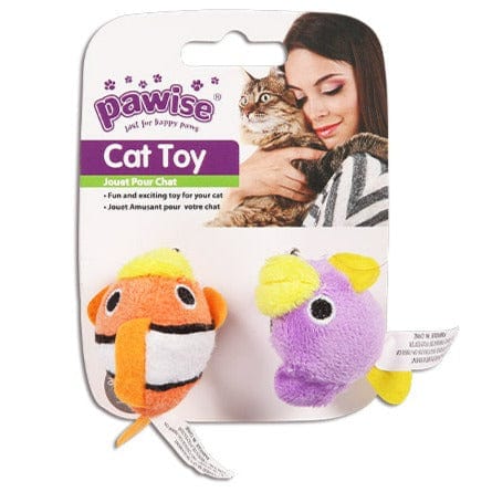 Pawise 2-Pack Fish-Shaped Bouncing Ball Plush Cat Toys