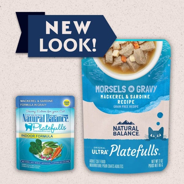 Natural Balance Platefulls Gravy Morsels Cat Food Pouch - Mackerel & Sardine Recipe