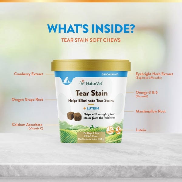 NaturVet Lutein-Enriched Soft Chews Tear Stain Supplement for Dogs and Cats