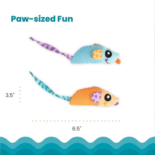 Petstages Interactive Catnip-Stuffed Chew Mice Cat Dental Toy - 2-Pack