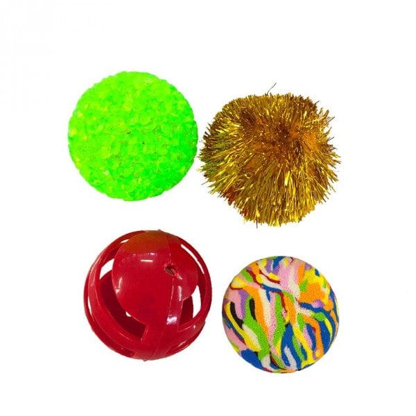 Pawise 4-Piece Set of Assorted Cat Balls for Feline Entertainment
