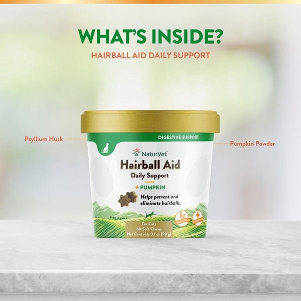 NaturVet Pumpkin - Infused Hairball Aid Soft Chews for Feline Companions