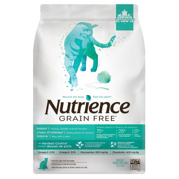 Nutrience 5kg Grain-Free Dry Cat Food with Turkey, Chicken, and Duck for Indoor Cats
