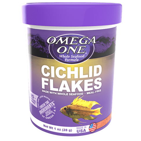 Omega One Premium Alaskan Salmon Cichlid Flakes for Healthy Fish