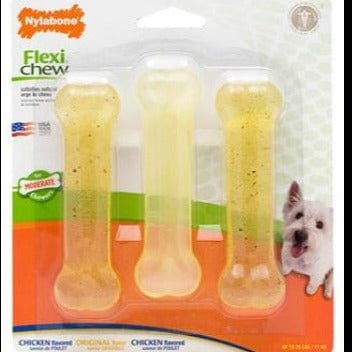 Nylabone FlexiChew Triple Pack: Chicken & Original Flavored Dog Chew Toys