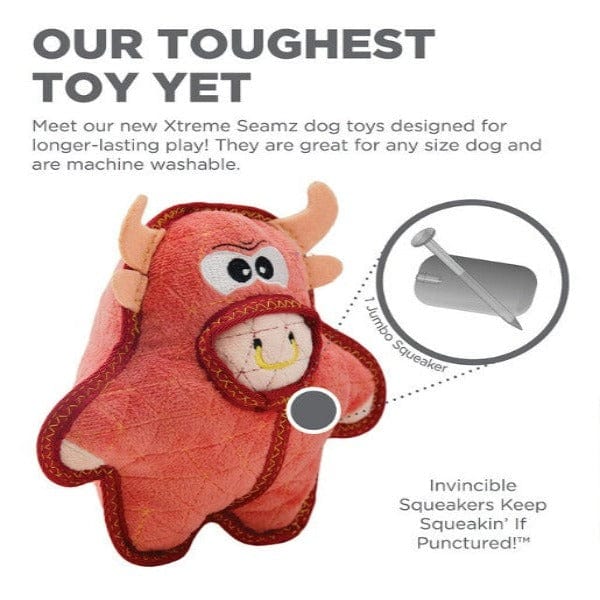 Outward Hound Xtreme Seamz Medium-sized Dinosaur-shaped Dog Chew Toy for Long-lasting Play