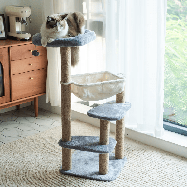 PetPals Premium Oak 5-Level Cat Tree for Indoor Feline Companions