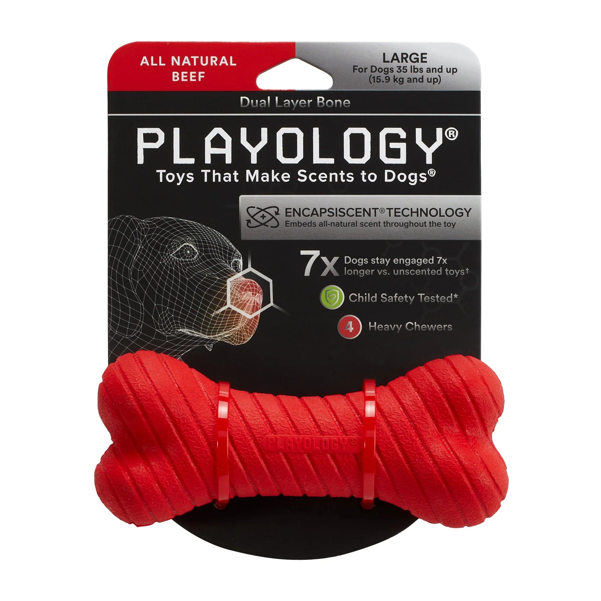 Playology Double - Layered Bone Toy for Dogs with All - Natural Scent