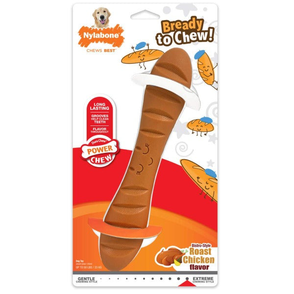 Nylabone Durable Power Chew Baguette-Style Dog Toy with Irresistible Flavor