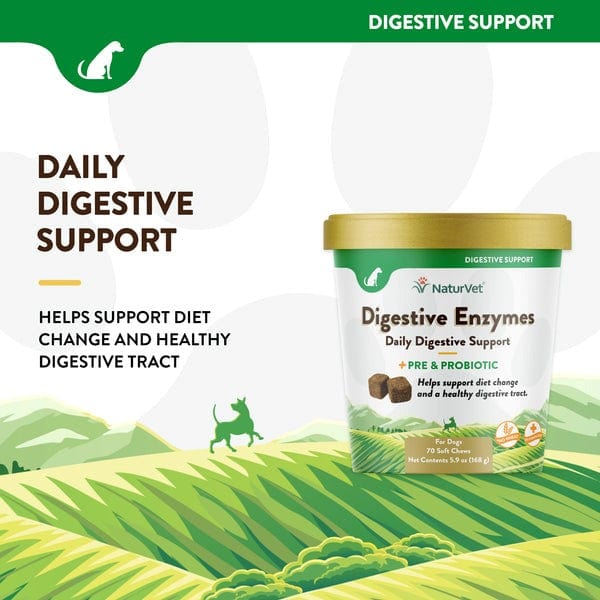 NaturVet Digestive Support Soft Chews with Enzymes, Prebiotics & Probiotics for Dogs