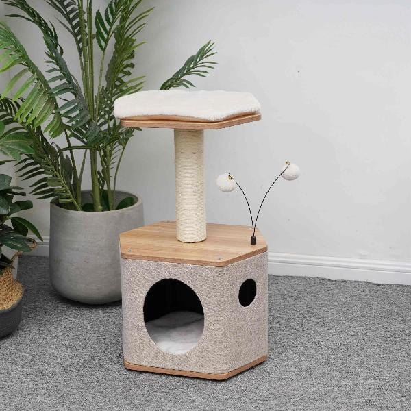 PetPals Modern Multifunctional Shrine-Style Cat Tree for Indoor Cats