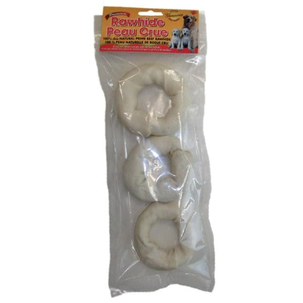 Triple Pack of High - Quality White Rawhide Rings for Dogs