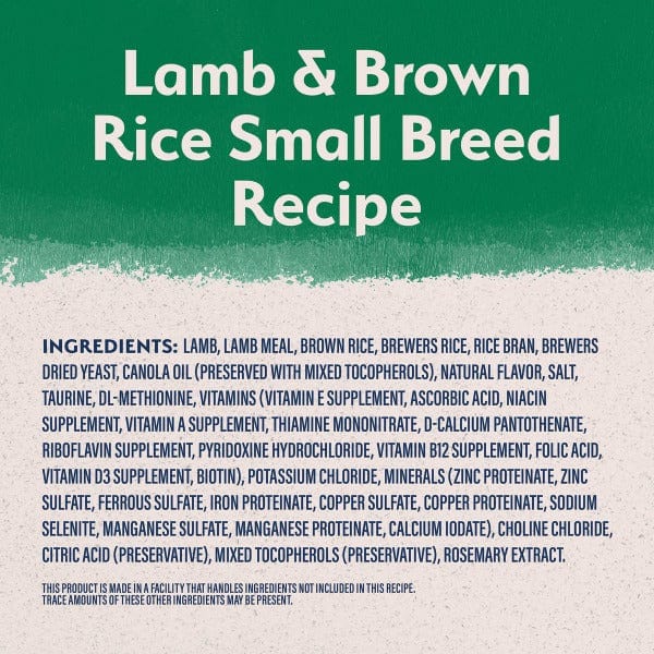 Natural Balance Small Breed Dry Dog Food: Limited Ingredient Lamb & Brown Rice Recipe