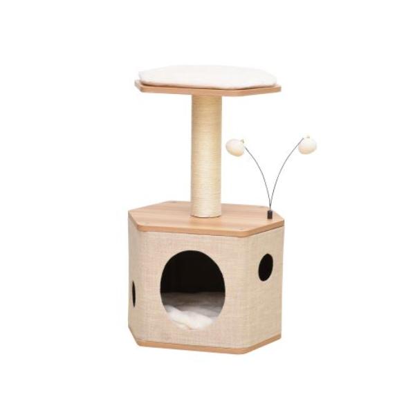 PetPals Modern Multifunctional Shrine-Style Cat Tree for Indoor Cats