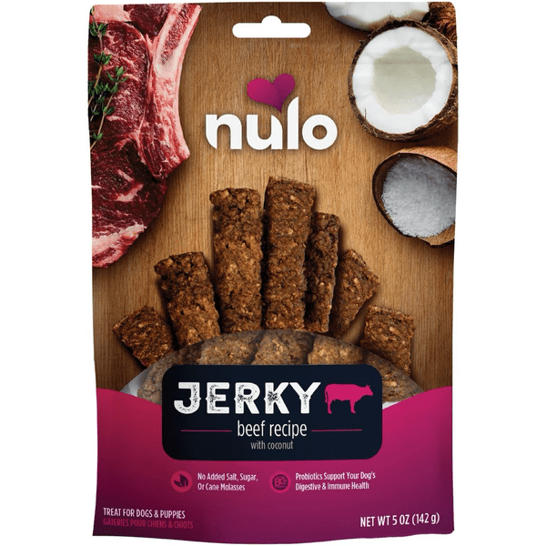 Nulo Freestyle Grain - Free Beef & Coconut Jerky Strips Dog Treats for Nutritious Training