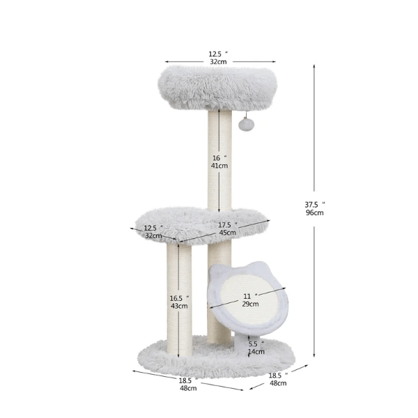Cozy 3-Level PetPals Rock View Cat Tree with Teaser Toy