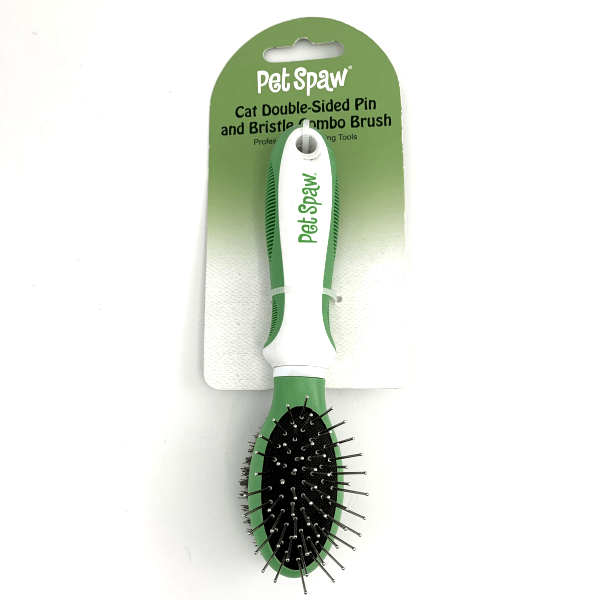 Double-Sided Pet Spaw Combo Brush for Cats: Pin & Bristle Design