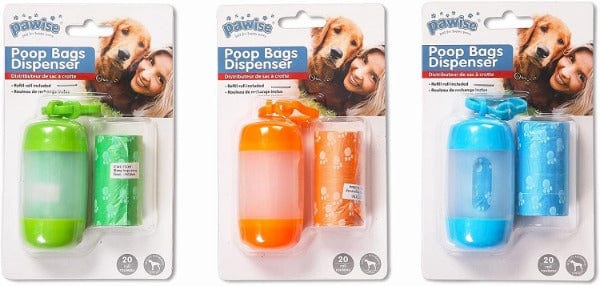 Pawise Pet Waste Poop Bags and Convenient Bag Dispenser Set