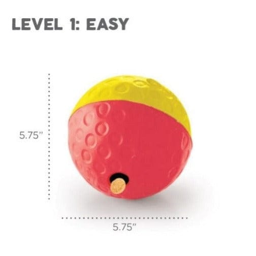 Outward Hound's Colorful Red and Yellow Treat - Dispensing Tumble Ball for Dogs