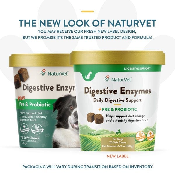 NaturVet Digestive Support Soft Chews with Enzymes, Prebiotics & Probiotics for Dogs