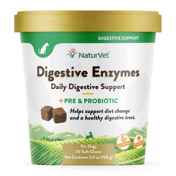NaturVet Digestive Support Soft Chews with Enzymes, Prebiotics & Probiotics for Dogs