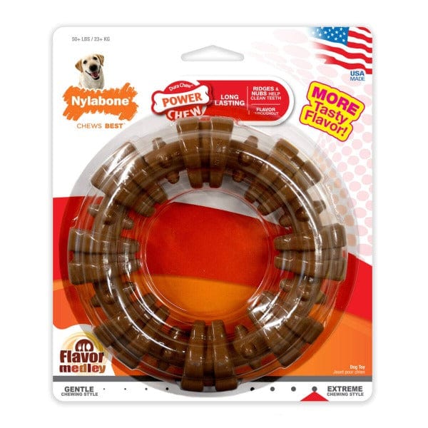 Nylabone Durable Textured Power Chew Ring Toy for Aggressive Dog Chewers