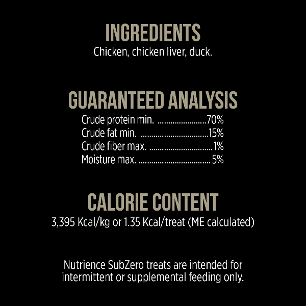 Nutrience Premium SubZero Freeze - Dried Cat Treats with Chicken, Chicken Liver, and Duck