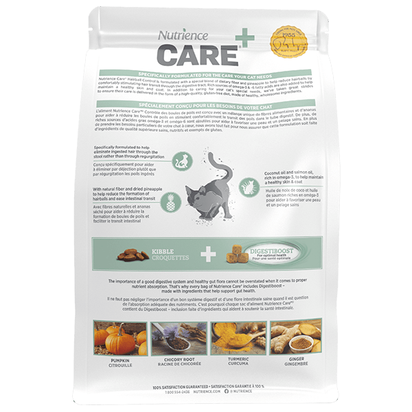 Nutrience Care+ Gluten-Free 2.27kg Dry Cat Food for Hairball Control