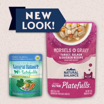 Natural Balance Platefulls Soft Cat Food Pouches: Turkey, Salmon & Chicken Recipe in Gravy