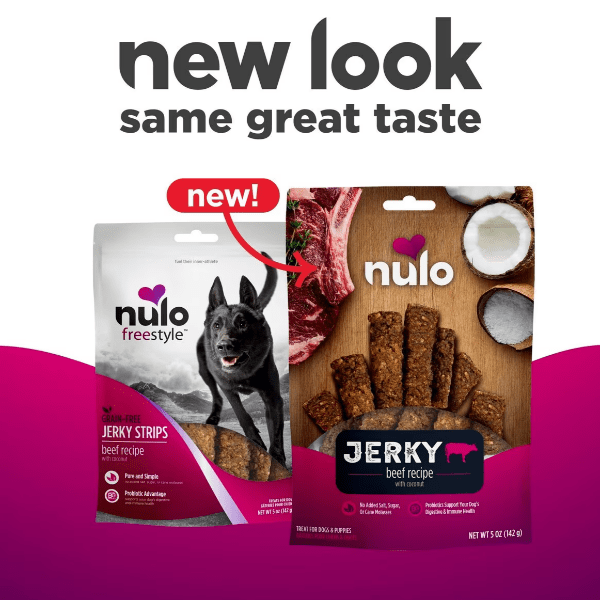 Nulo Freestyle Grain - Free Beef & Coconut Jerky Strips Dog Treats for Nutritious Training