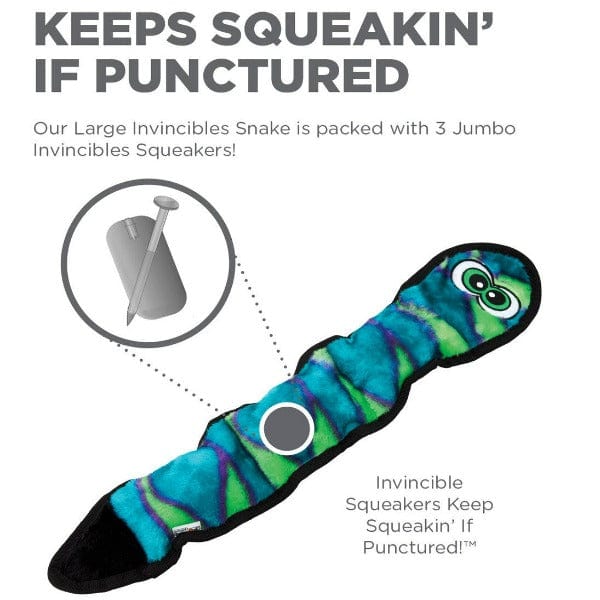 Outward Hound Invincibles Durable Snake-Shaped Plush Dog Toy for Rough-Playing Canines