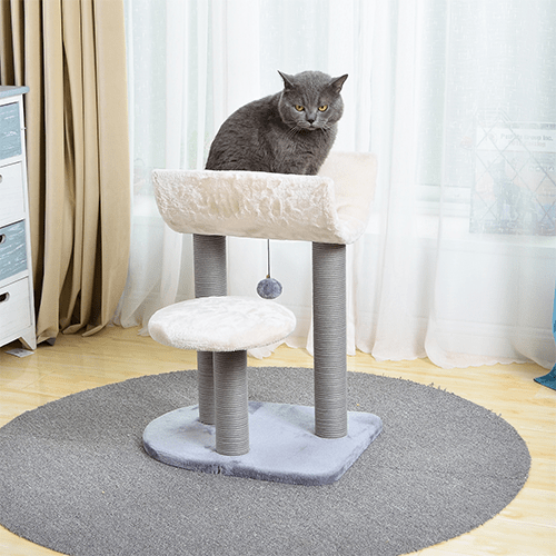 PetPals Cradle-Style Indoor Cat Tree with Hanging Teaser Toy for Small Cats and Kittens