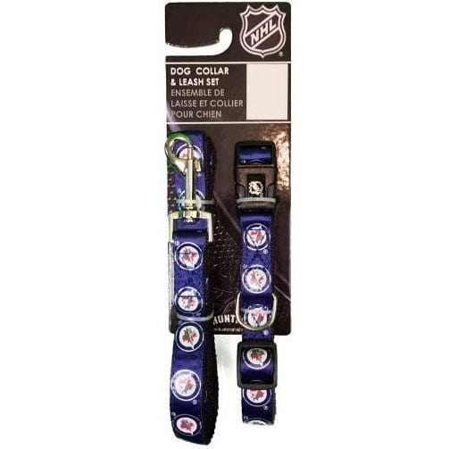 Adjustable NHL Winnipeg Jets Pet Collar and Leash Set for Dogs