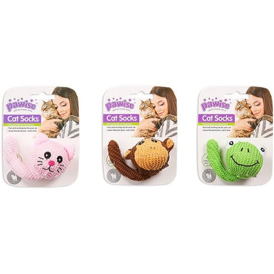 Pawise Interactive Cat Socks Ball Toy with Catnip and Bell