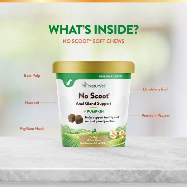 NaturVet All - Natural No Scoot Plus Pumpkin Soft Chews Dietary Supplement For Canine Health