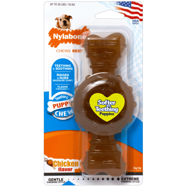 Soft Chicken-Flavored Nylabone Puppy Ring Bone Teething Toy for Small Puppies
