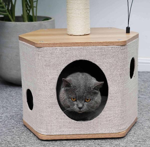 PetPals Modern Multifunctional Shrine-Style Cat Tree for Indoor Cats