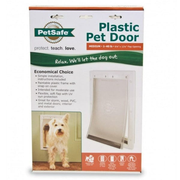 PetSafe Durable White Plastic Pet Door with Magnetic Closure in Multiple Sizes