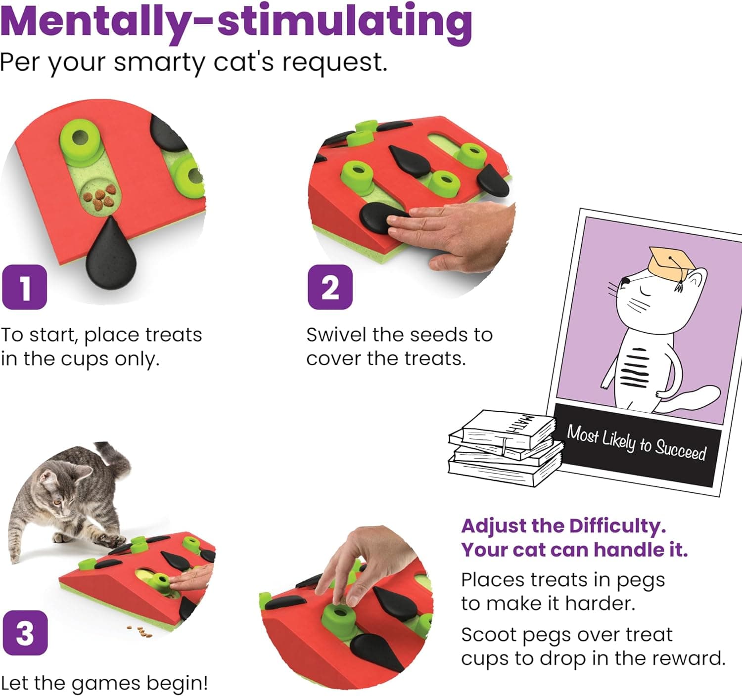 Petstages Nina Ottosson Melon Madness Interactive Puzzle Toy for Cats
