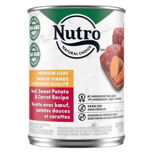 Nutro Premium Loaf Adult Canned Dog Food with Farm - Raised Beef, Sweet Potato & Carrot, 12.5 Ounce Can