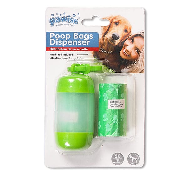 Pawise Pet Waste Poop Bags and Convenient Bag Dispenser Set