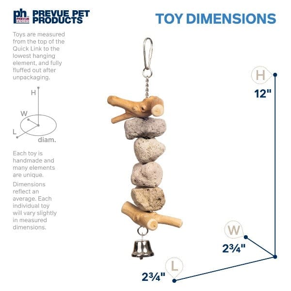 Prevue Pet Products Naturals™ All - in - One Sound and Movement Block Rock Toy for Medium to Large Birds