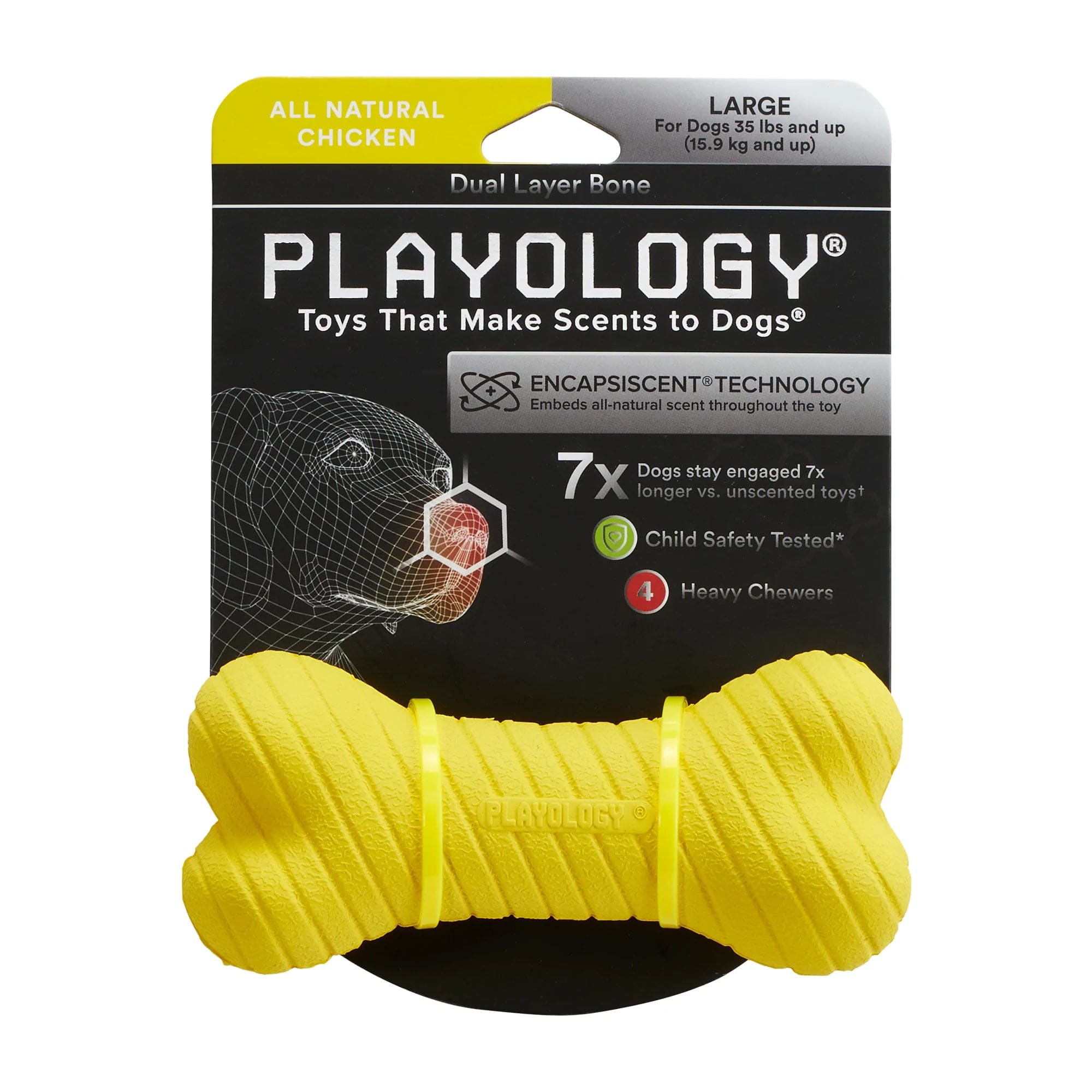 Playology Double - Layered Bone Toy for Dogs with All - Natural Scent
