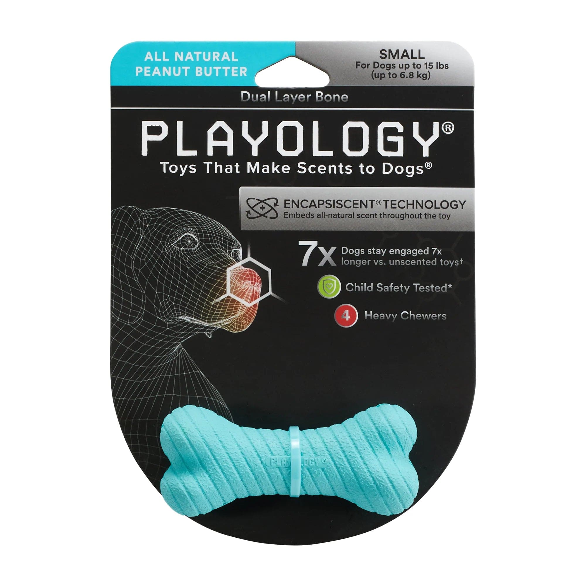 Playology Double - Layered Bone Toy for Dogs with All - Natural Scent