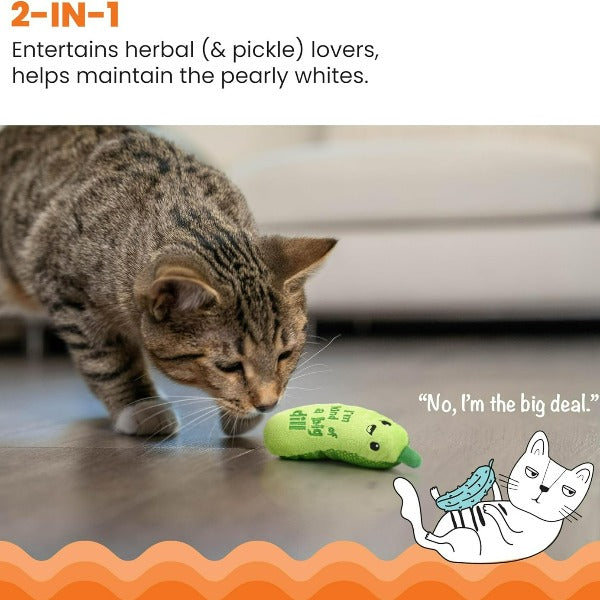 Petstages Interactive Crunchy Pickle Cat Toy with Premium Catnip